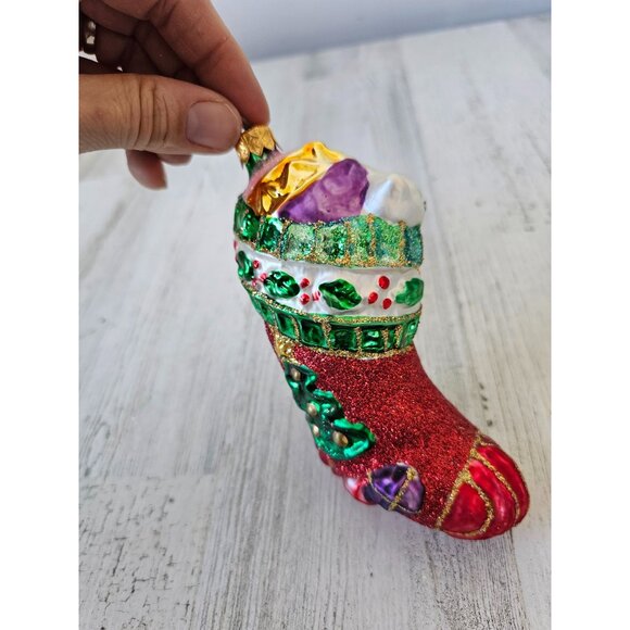 Owc old world Cat stocking glitter ornament vintage Xmas toys tree - Picture 3 of 9